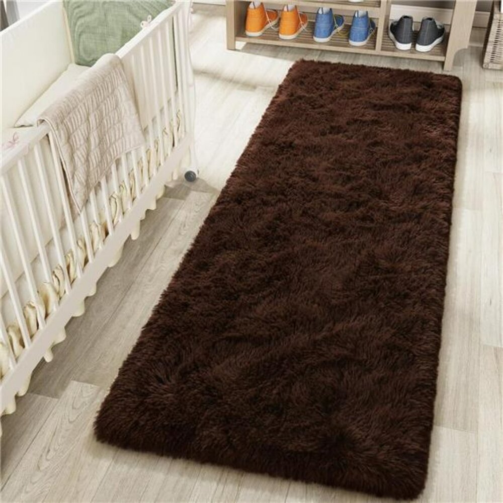 Brown Fluffy Area Rug 2x6 Ultra Soft Shag Carpet for Bedroom Living Room Kids